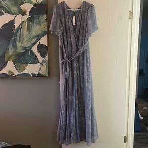 Baltic born new with tags periwinkle dress with attached belt side slit 2x
